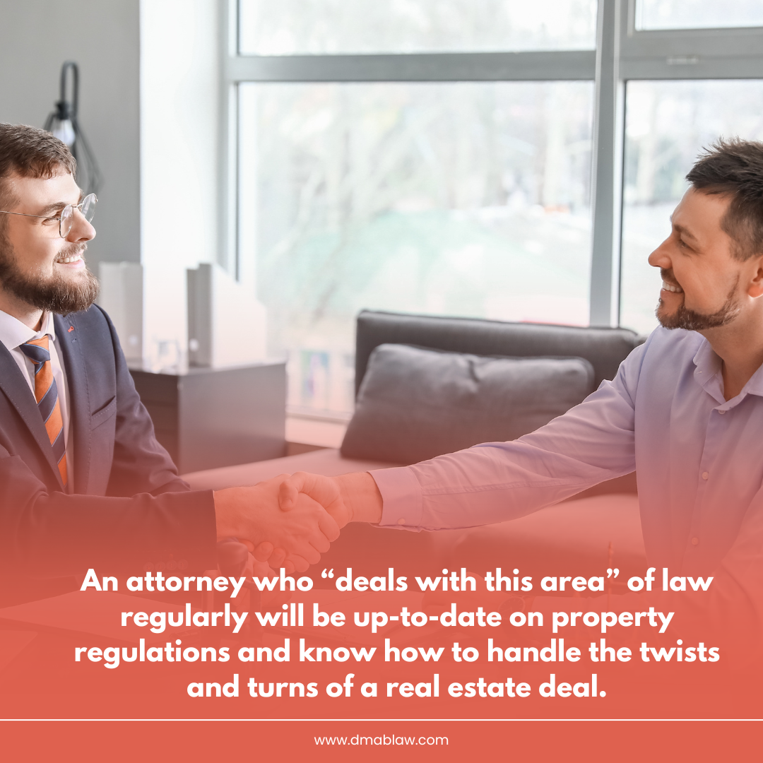 Attorney shaking hands with a client in a modern office, emphasizing the importance of legal expertise in real estate transactions.