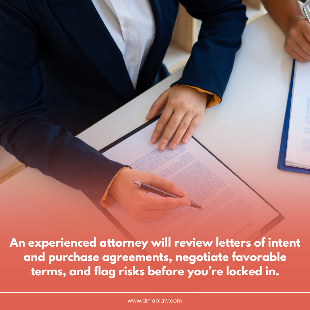 Attorney reviewing legal documents, emphasizing importance of contract negotiation and risk assessment in real estate transactions.