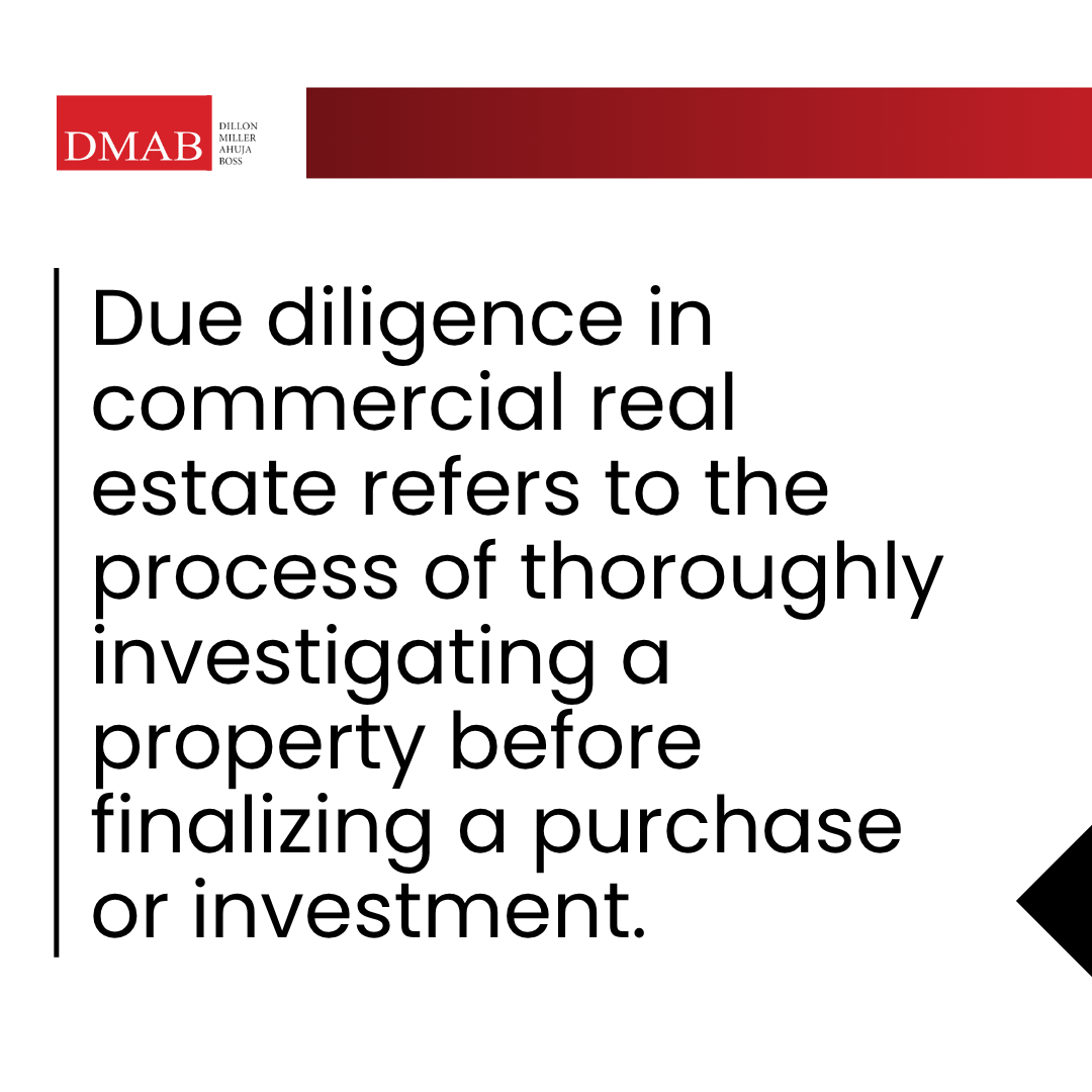 A graphic image defining what due diligence is in the context of commercial real estate transactions